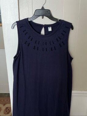 Old Navy Navy Sleeveless Eyelet Yoke Mini Dress